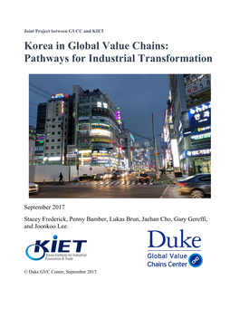 Korea in Global Value Chains: Pathways for Industrial Transformation