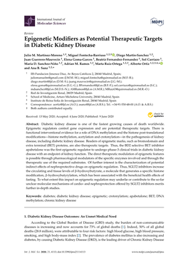 Epigenetic Modifiers As Potential Therapeutic Targets in Diabetic