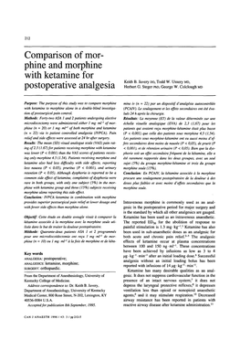 Comparison of Morphine and Morphine with Ketamine For