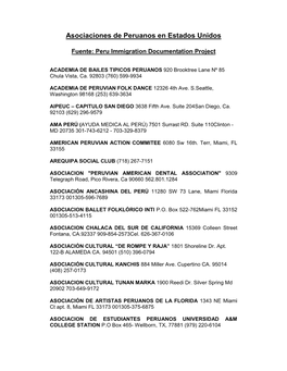 Asociaciones De Peruanos En Estados Unidos