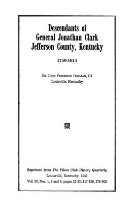 Descendants of General Jonathan Clark Jefferson County, Kentucky