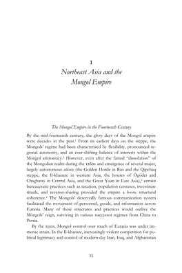 1 Northeast Asia and the Mongol Empire