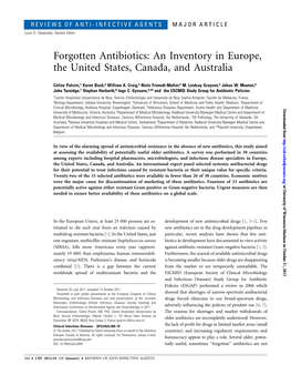 Forgotten Antibiotics: an Inventory in Europe, the United States, Canada, and Australia