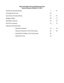 Asset Listing As of March 31, 2013