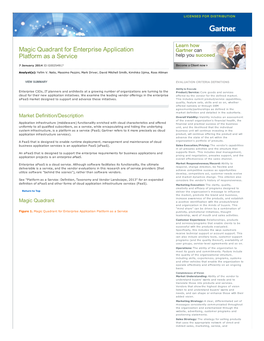 Magic Quadrant for Enterprise Application Platform As a Service