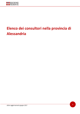 Elenco Dei Consultori Nella Provincia Di Alessandria
