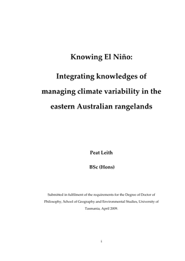 Knowing El Niño: Integrating Knowledges of Managing Climate