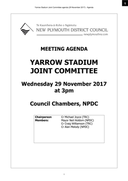 Yarrow Stadium Joint Committee Agenda (29 November 2017) - Agenda