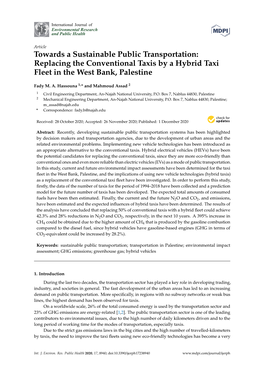 Replacing the Conventional Taxis by a Hybrid Taxi Fleet in the West Bank, Palestine