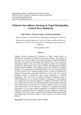 Fisheries Surveillance Strategy in Tegal Municipality, Central Java, Indonesia