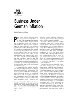 Business Under German Inflation