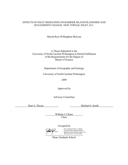 Effects of Inlet Migration on Barrier Island Planform and Oceanfront Change: New Topsail Inlet, N.C