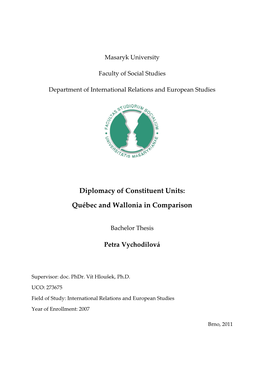 Diplomacy of Constituent Units: Québec and Wallonia in Comparison