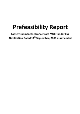 Prefeasibility Report