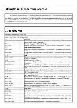 International Standards in Process CD Registered