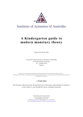 A Kindergarten Guide to Modern Monetary Theory