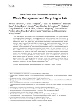 Waste Management and Recycling in Asia