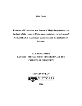 Freedom of Expression and Events of Major Importance: an Analysis Of