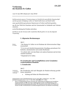 Verfassung Des Kantons St. Gallen 131.225