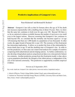 Predictive Implications of Gompertz's Law