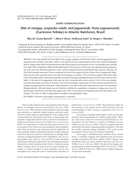 Diet of Margay, Leopardus Wiedii, and Jaguarundi, Puma Yagouaroundi, (Carnivora: Felidae) in Atlantic Rainforest, Brazil