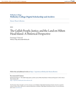 The Gullah People, Justice, and the Land on Hilton Head Island: a Historical Perspective