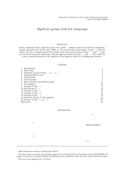 Algebraic Groups with Few Subgroups