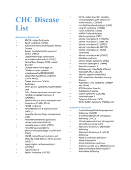 CHC Disease List