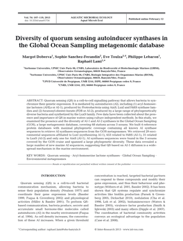 Diversity of Quorum Sensing Autoinducer Synthases in the Global Ocean Sampling Metagenomic Database