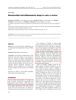 Nonsteroidal Anti-Inflammatory Drugs in Cats: a Review