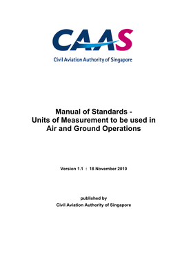 Units of Measurement to Be Used in Air and Ground Operations