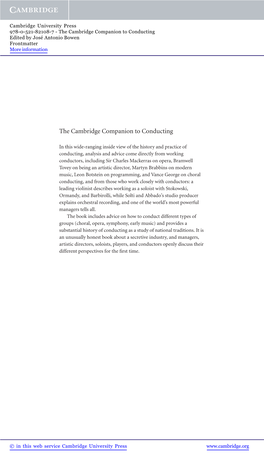 The Cambridge Companion to Conducting Edited by José Antonio Bowen Frontmatter More Information