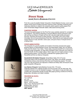 Pinot Noir 2016| Santa Barbara County