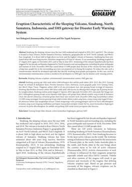 Eruption Characteristic of the Sleeping Volcano, Sinabung, North Sumatera, Indonesia, and SMS Gateway for Disaster Early Warning System