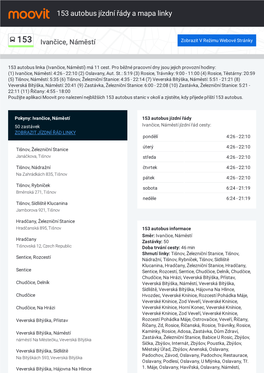 Stáhněte PDF: Jízdní Řád 153 , Zastávky a Mapu