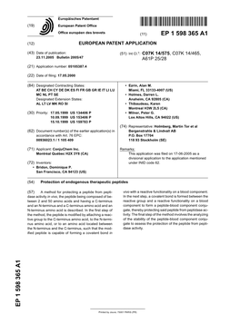 Protection of Endogenous Therapeutic Peptides