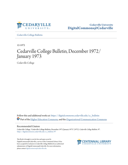 Cedarville College Bulletin, December 1972/January 1973