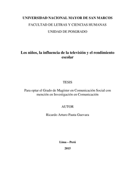 Los Niños, La Influencia De La Televisión Y El Rendimiento Escolar