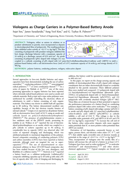 Viologens As Charge Carriers in a Polymer-Based Battery Anode † ‡ ‡ † ‡ Sujat Sen, James Saraidaridis, Sung Yeol Kim, and G