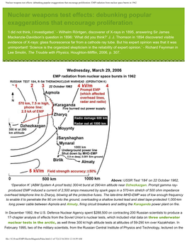 Nuclear Weapons Test Effects: Debunking Popular Exaggerations That Encourage Proliferation: EMP Radiation from Nuclear Space Bursts in 1962