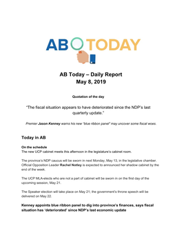 AB Today – Daily Report May 8, 2019
