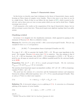 Lecture 7: Characteristic Classes