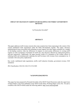 Impact of Changes in Tariffs on Developing Countries' Government Revenue