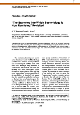 The Branches Into Which Bacteriology Is Now Ramifying