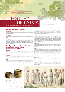 History of Latvians the City of Rīga Is Founded Near the Site of a Liv Village on the Confluence of Rīdzene ~ 3000 B.C