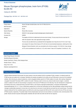 Mouse Glycogen Phosphorylase, Brain Form (PYGB) ELISA Kit