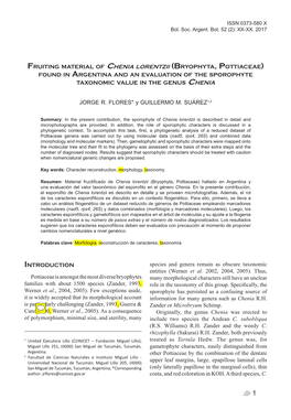 J. R. Flores Y G. M. Suárez - Sporophyte in Cheniaissn 0373-580 Lorentzii X Bol