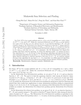 Minkowski Sum Selection and Finding