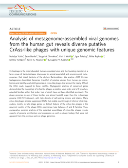 Analysis of Metagenome-Assembled Viral Genomes from the Human Gut Reveals Diverse Putative Crass-Like Phages with Unique Genomic Features