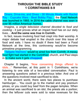 Through the Bible Study 1 Corinthians 8-9